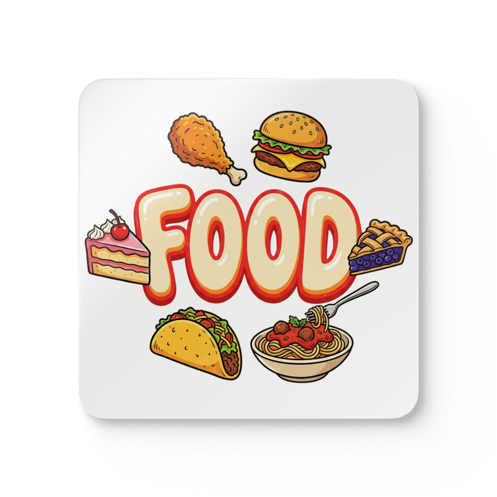 Food Icons Cork Coaster Set — Fun Restaurant Kitchen Drink Coasters