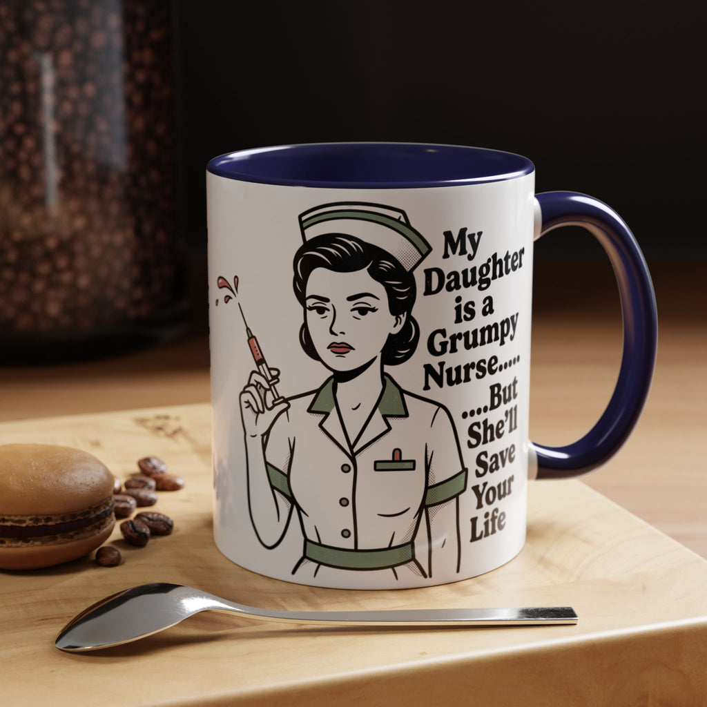 Grumpy Nurse Illustration Mug | Accent Coffee Mug 11oz 15oz