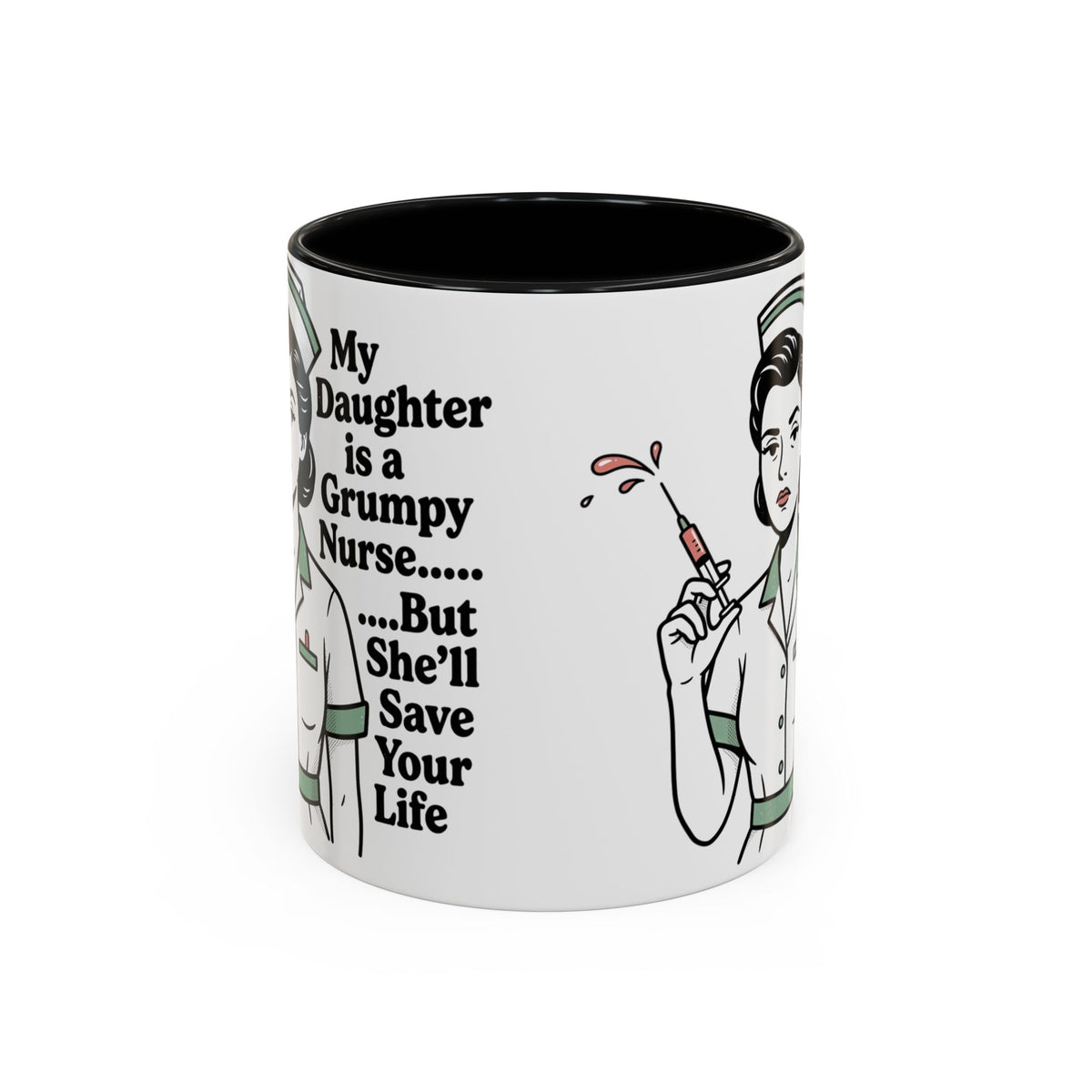Grumpy Nurse Illustration Mug | Accent Coffee Mug 11oz 15oz