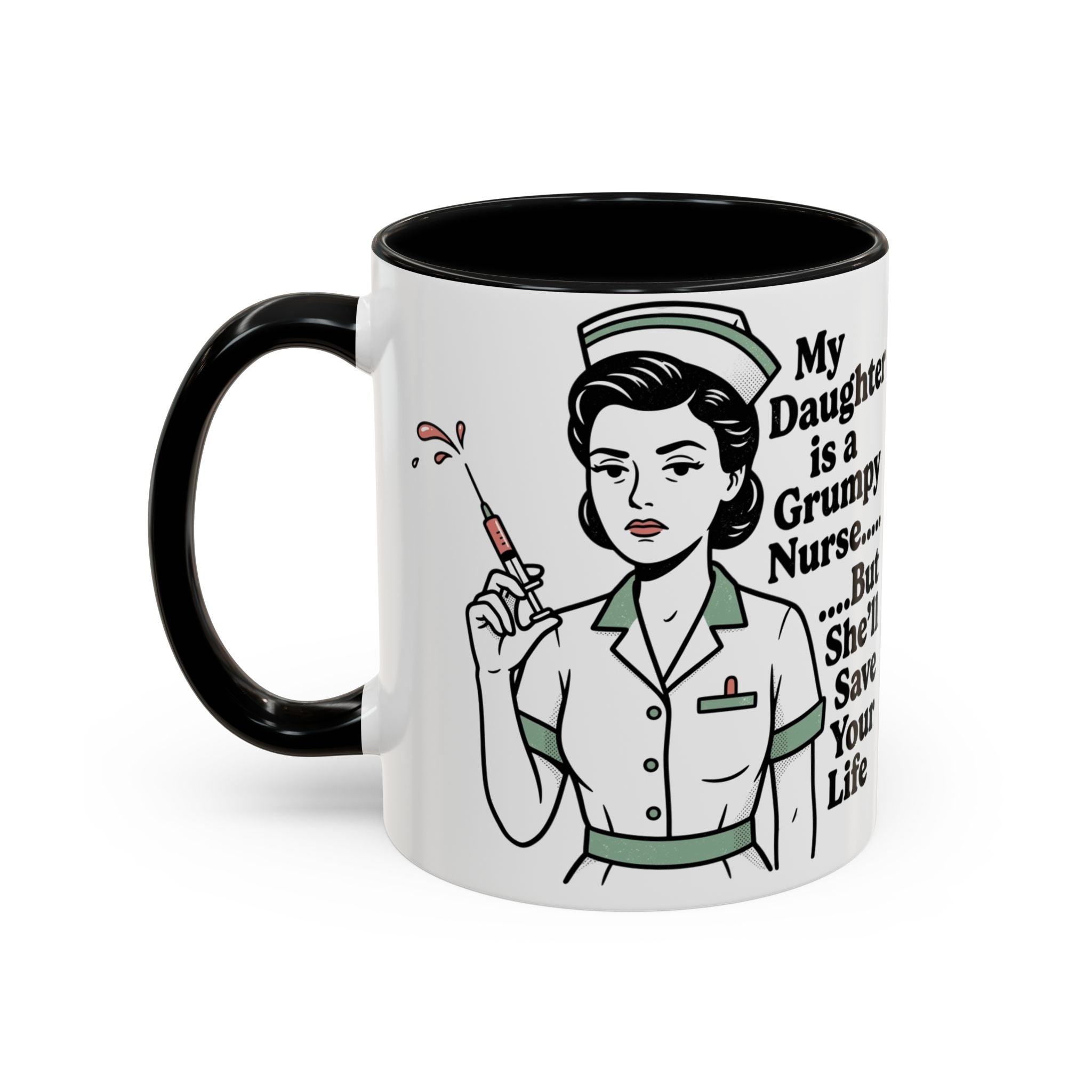 Grumpy Nurse Illustration Mug | Accent Coffee Mug 11oz 15oz