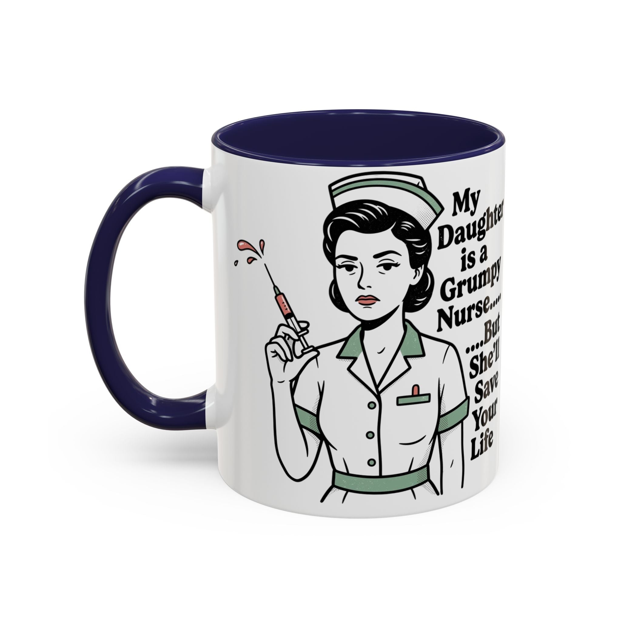 Grumpy Nurse Illustration Mug | Accent Coffee Mug 11oz 15oz