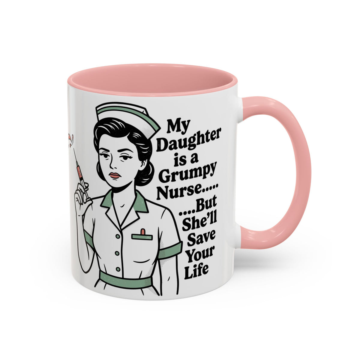 Grumpy Nurse Illustration Mug | Accent Coffee Mug 11oz 15oz