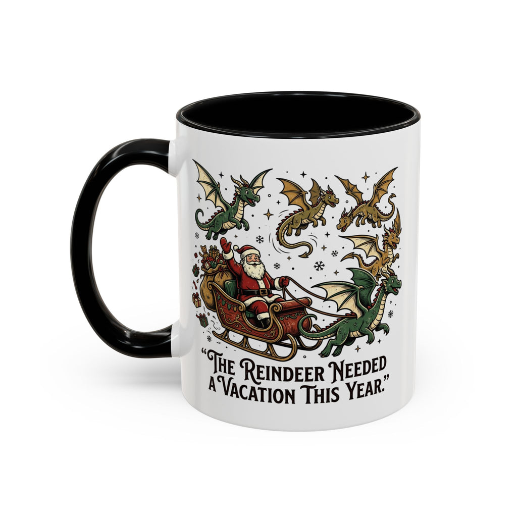 Santa Sleigh with Dragons Coffee Mug | Holiday Christmas Ceramic Mug