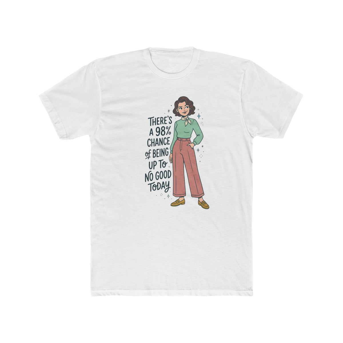 Up to No Good Tee | Mischievous Woman Illustration, Funny T-shirt for women