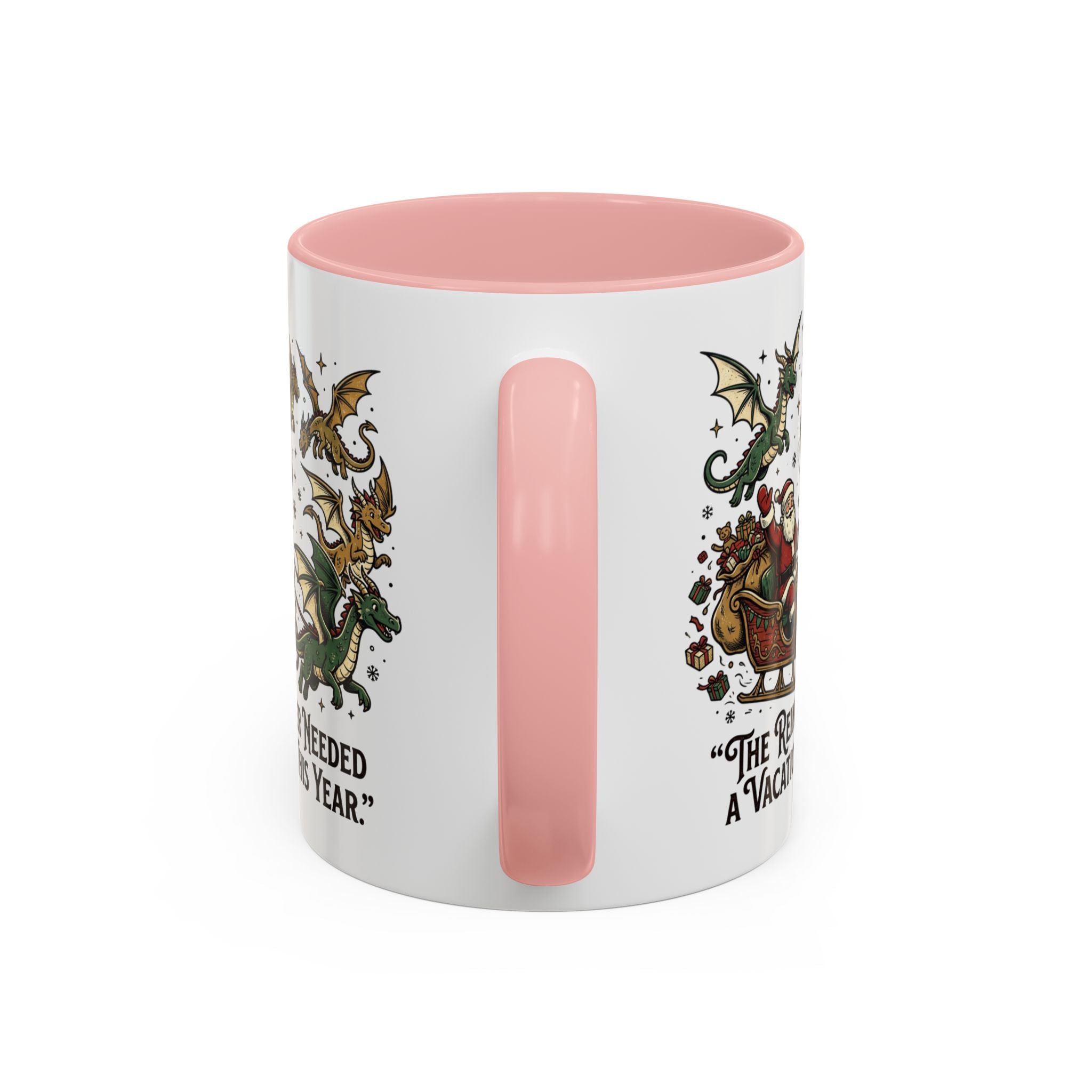 Santa Sleigh with Dragons Coffee Mug | Holiday Christmas Ceramic Mug