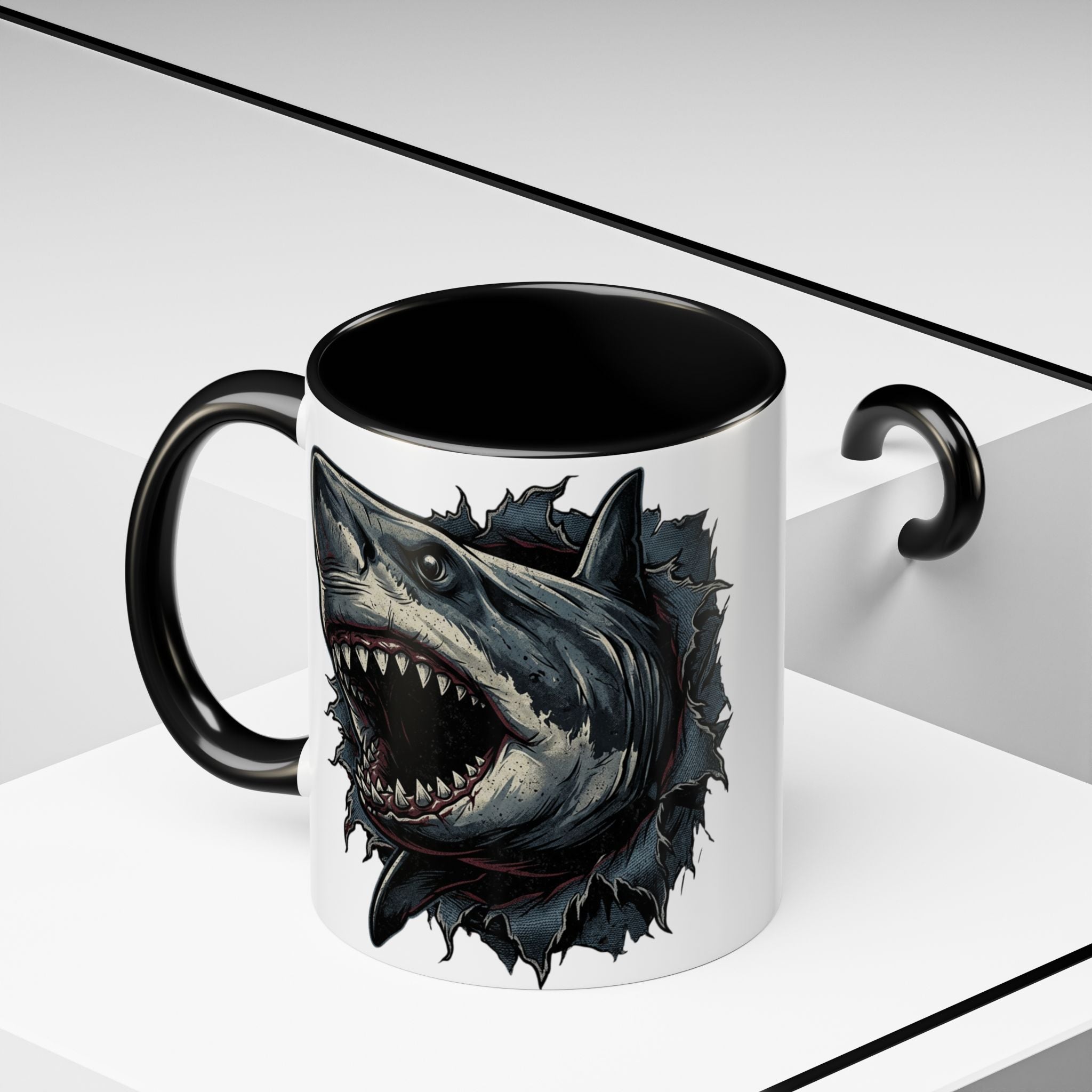 Great White Shark Illustration Mug | Accent Coffee Mug 11oz 15oz