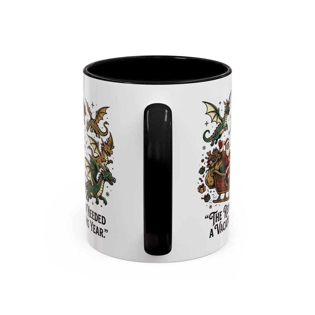 Santa Sleigh with Dragons Coffee Mug | Holiday Christmas Ceramic Mug