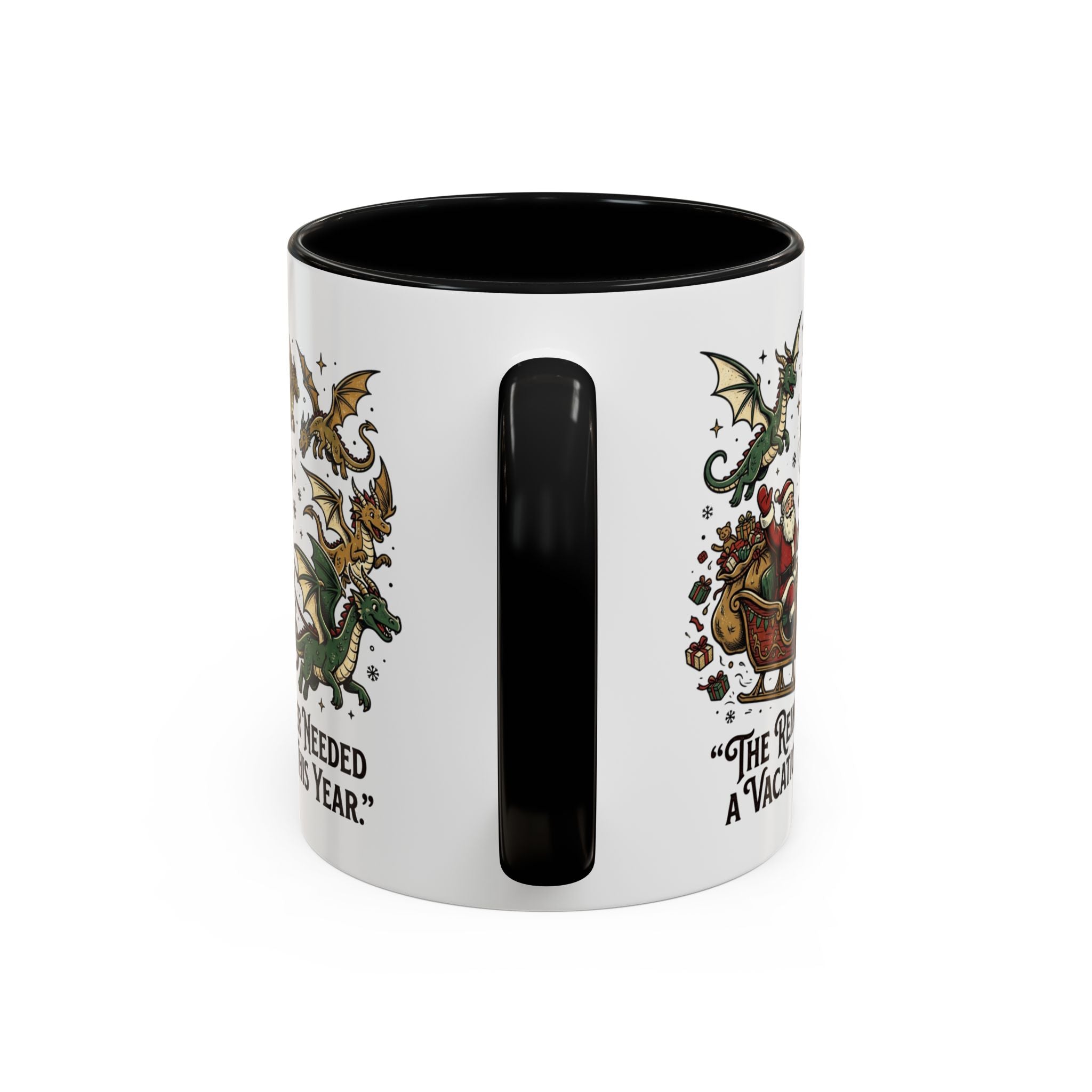 Santa Sleigh with Dragons Coffee Mug | Holiday Christmas Ceramic Mug