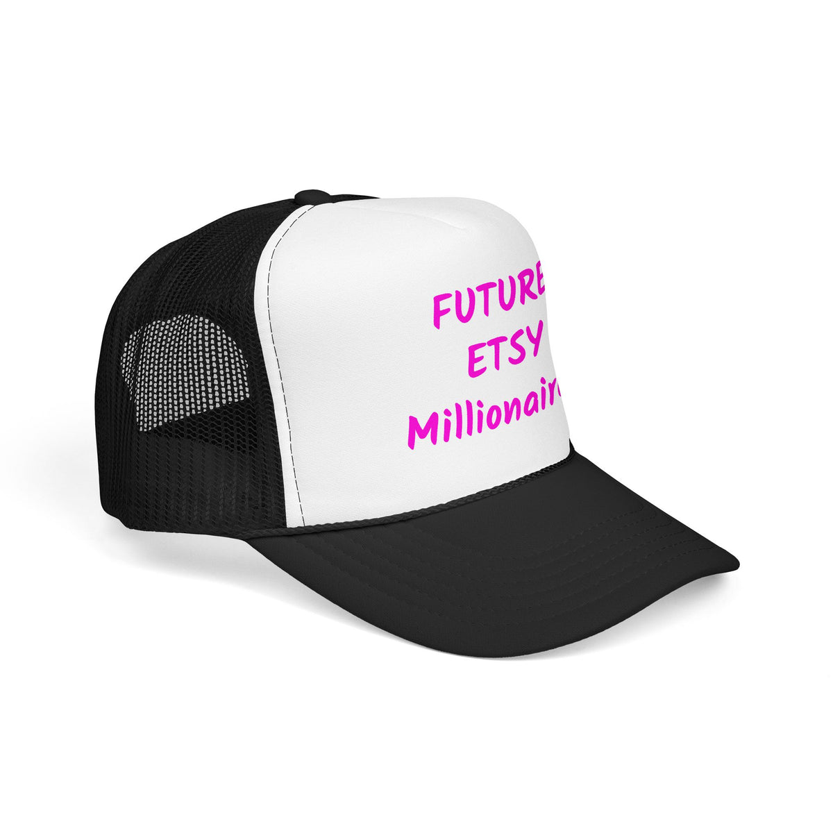 Future Etsy Millionaire Trucker Hat — Pink Motivational Foam Mesh Cap