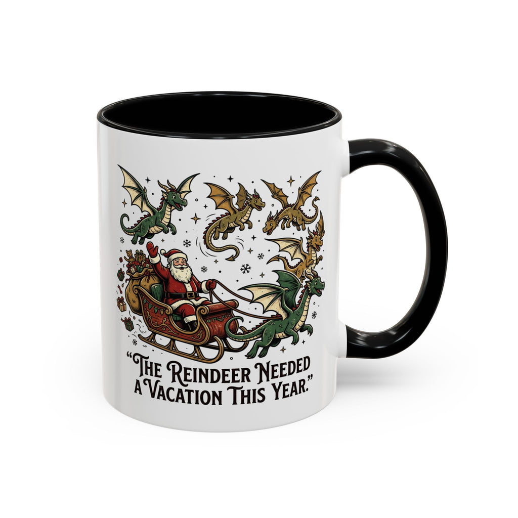 Santa Sleigh with Dragons Coffee Mug | Holiday Christmas Ceramic Mug