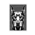 Doberman Head Sticker — Black & White Kiss-Cut Vinyl Sticker