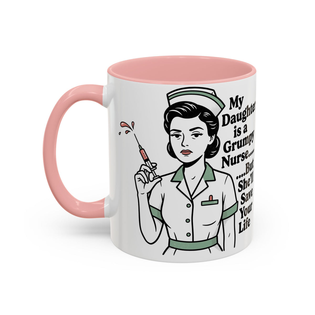 Grumpy Nurse Illustration Mug | Accent Coffee Mug 11oz 15oz