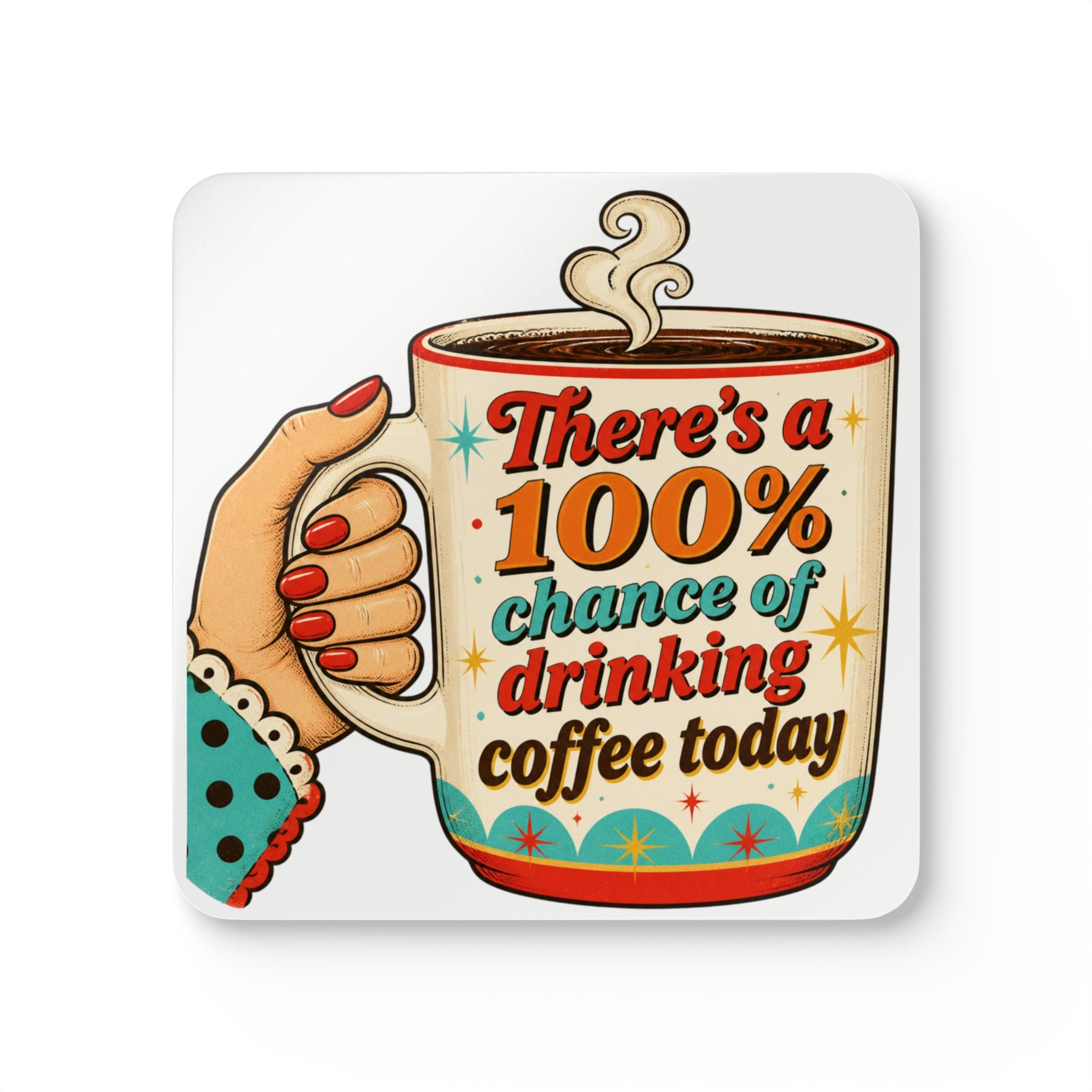Drinking Coffee Today Cork Coaster, set of 4