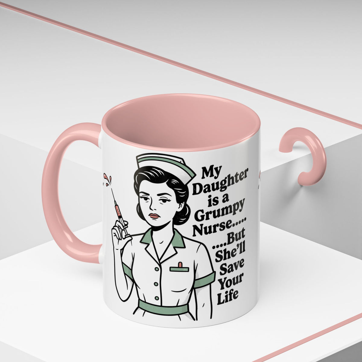 Grumpy Nurse Illustration Mug | Accent Coffee Mug 11oz 15oz