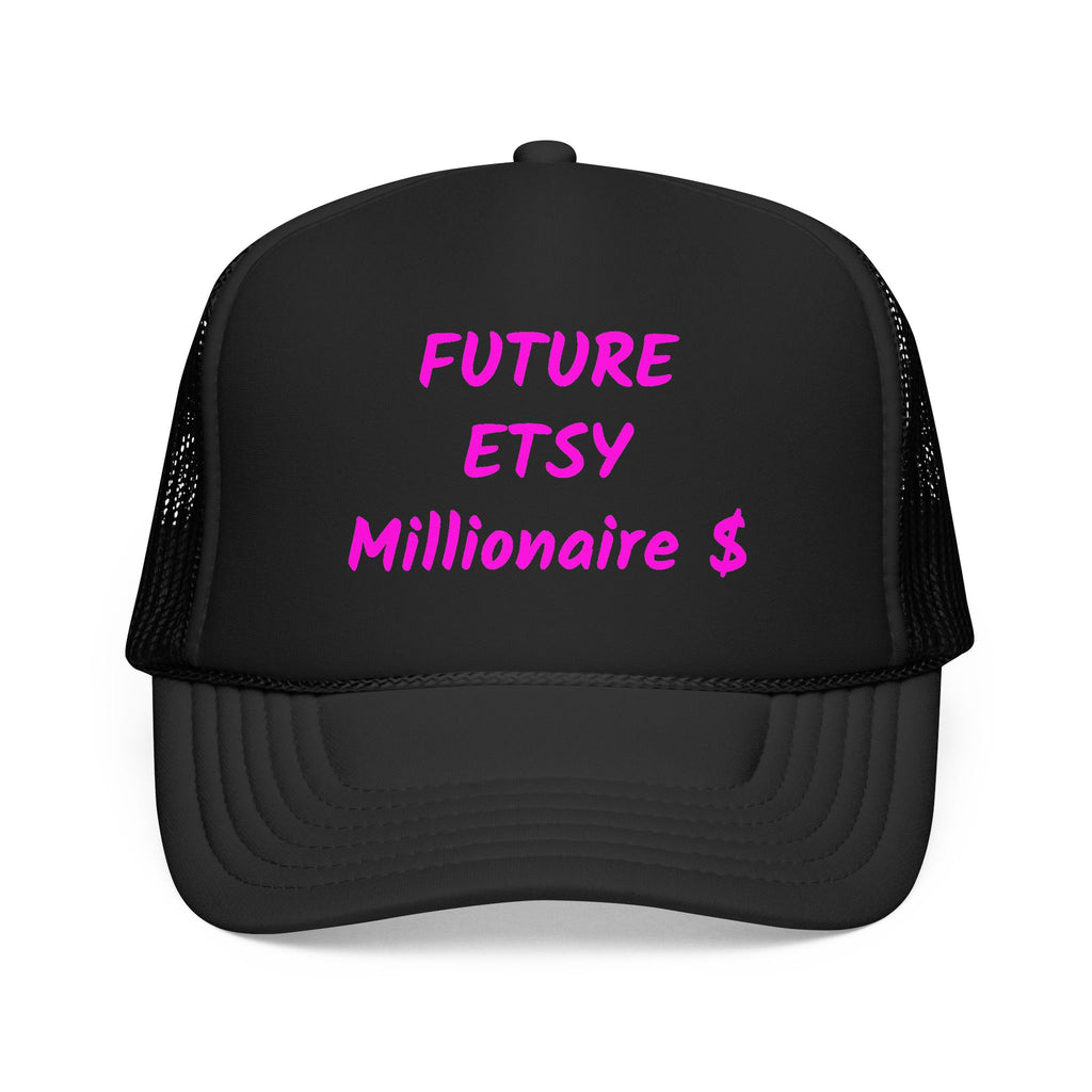 Future Etsy Millionaire Trucker Hat — Pink Motivational Foam Mesh Cap