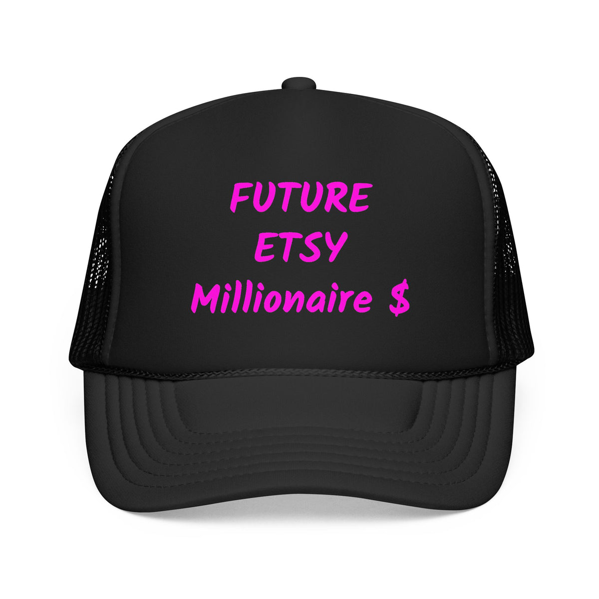Future Etsy Millionaire Trucker Hat — Pink Motivational Foam Mesh Cap
