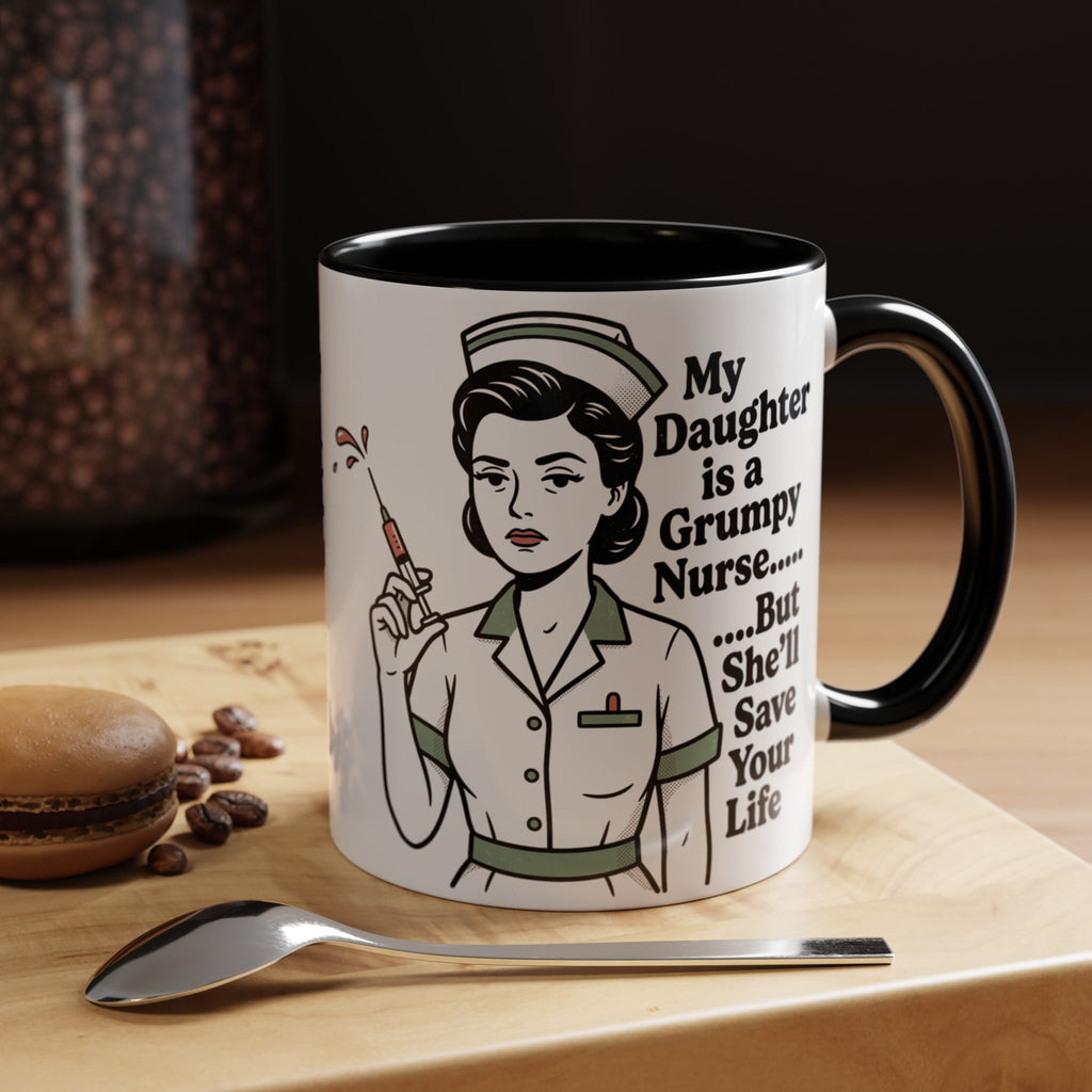 Grumpy Nurse Illustration Mug | Accent Coffee Mug 11oz 15oz