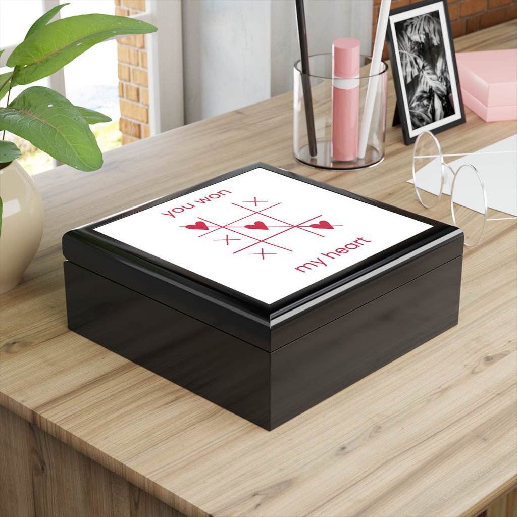 You Won My Heart Jewelry Box — Romantic Tic-Tac-Toe Keepsake Gift