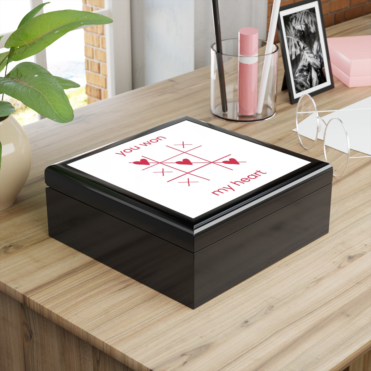 You Won My Heart Jewelry Box — Romantic Tic-Tac-Toe Keepsake Gift