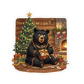 Christmas Bear Sticker — Cozy Holiday Bear with Tree & Fireplace Kiss-Cut Sticker