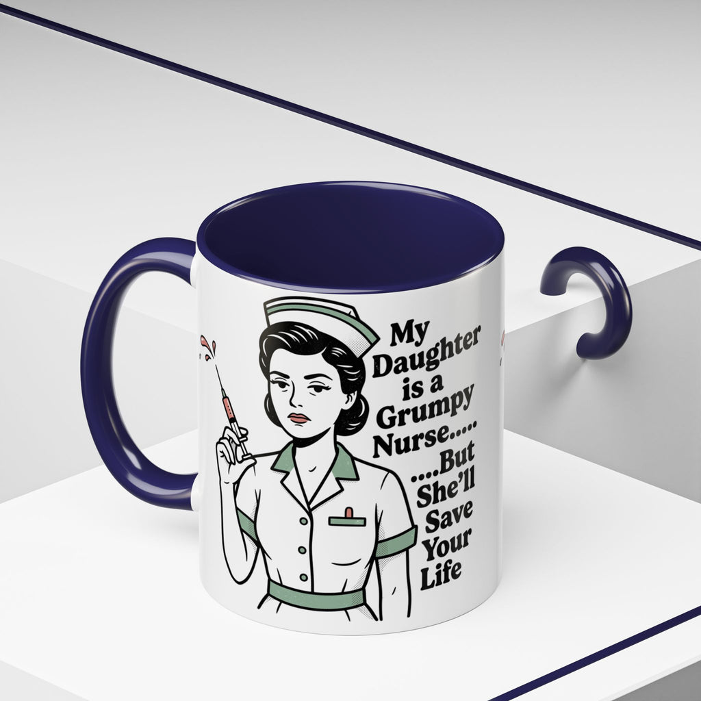 Grumpy Nurse Illustration Mug | Accent Coffee Mug 11oz 15oz
