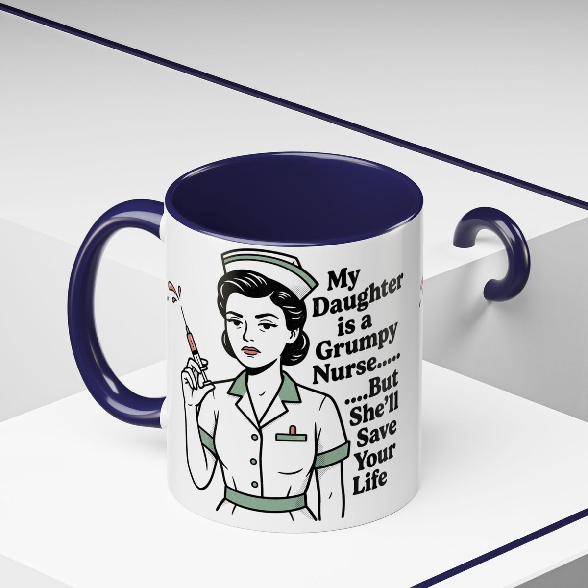 Grumpy Nurse Illustration Mug | Accent Coffee Mug 11oz 15oz