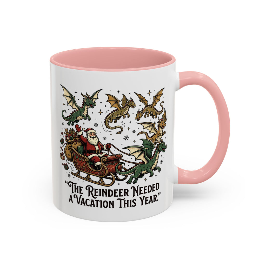 Santa Sleigh with Dragons Coffee Mug | Holiday Christmas Ceramic Mug