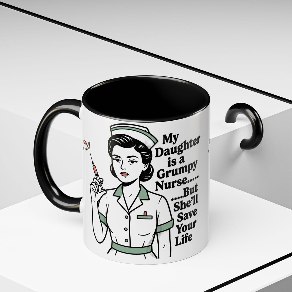 Grumpy Nurse Illustration Mug | Accent Coffee Mug 11oz 15oz