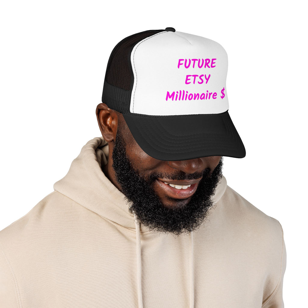Future Etsy Millionaire Trucker Hat — Pink Motivational Foam Mesh Cap