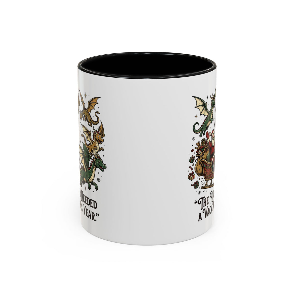 Santa Sleigh with Dragons Coffee Mug | Holiday Christmas Ceramic Mug
