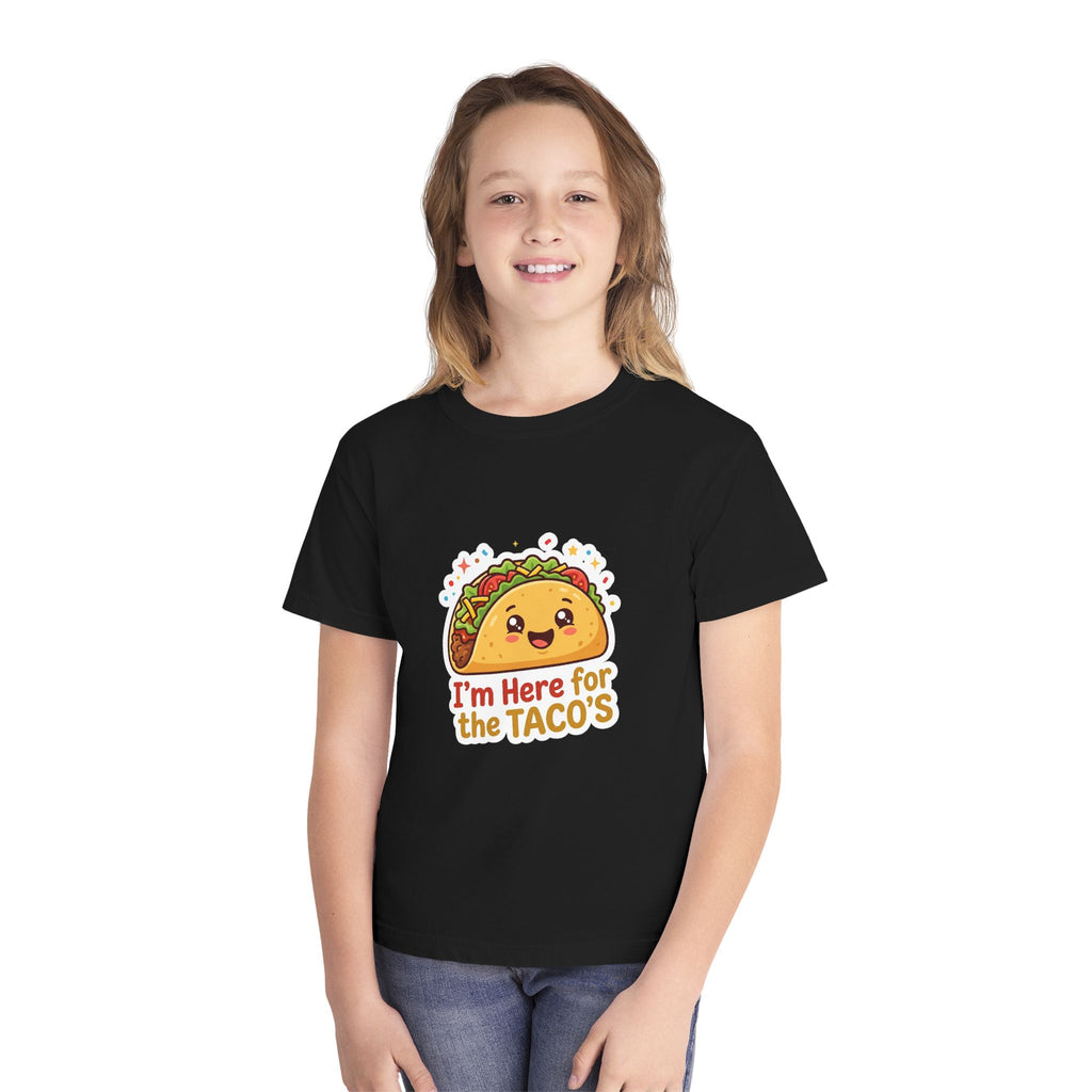 Youth Taco T‑Shirt – Cute "I'm Here for the TACOS" Funny Kids Tee
