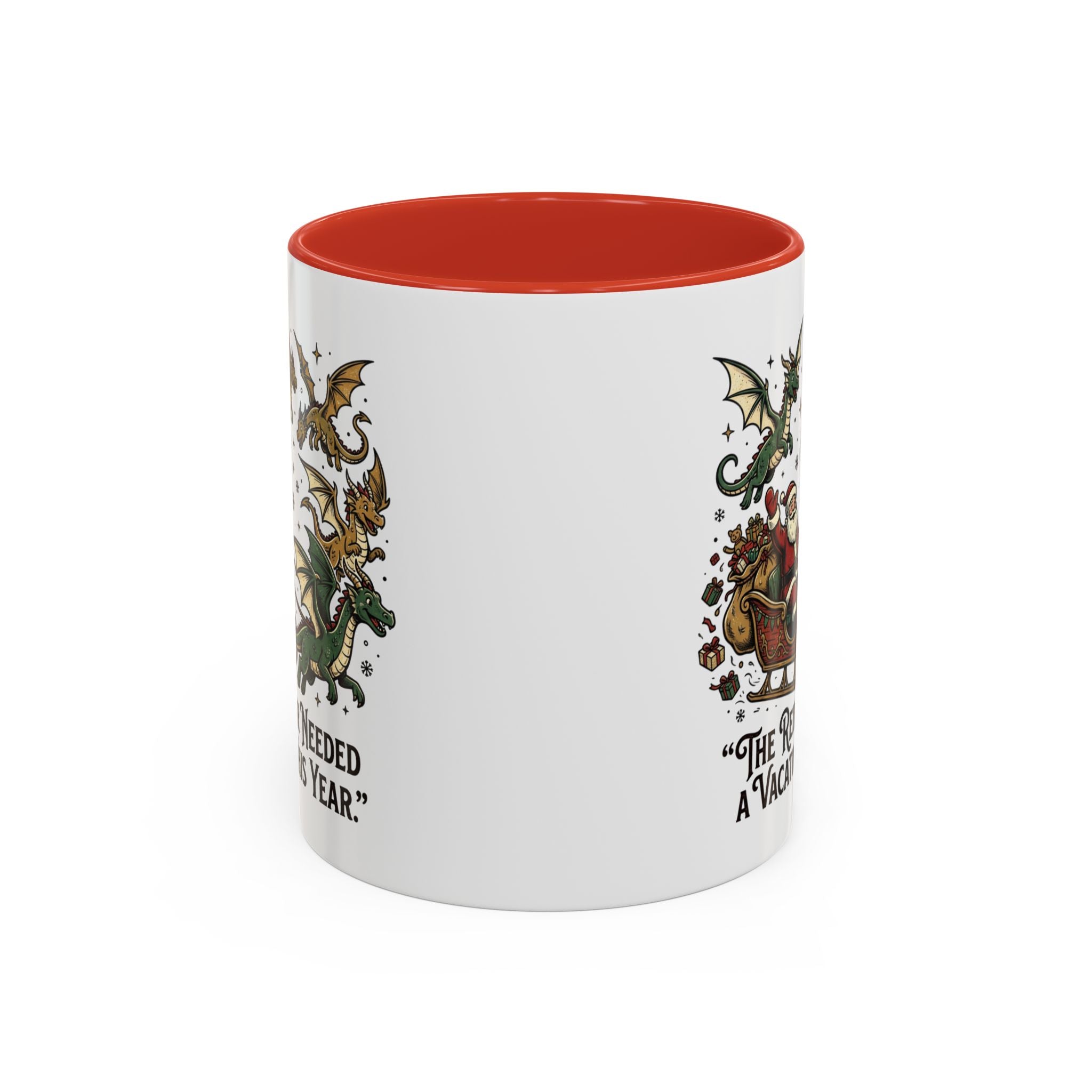 Santa Sleigh with Dragons Coffee Mug | Holiday Christmas Ceramic Mug