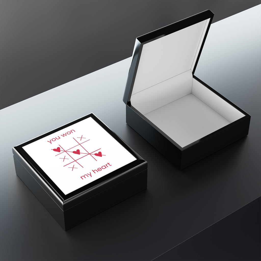 You Won My Heart Jewelry Box — Romantic Tic-Tac-Toe Keepsake Gift