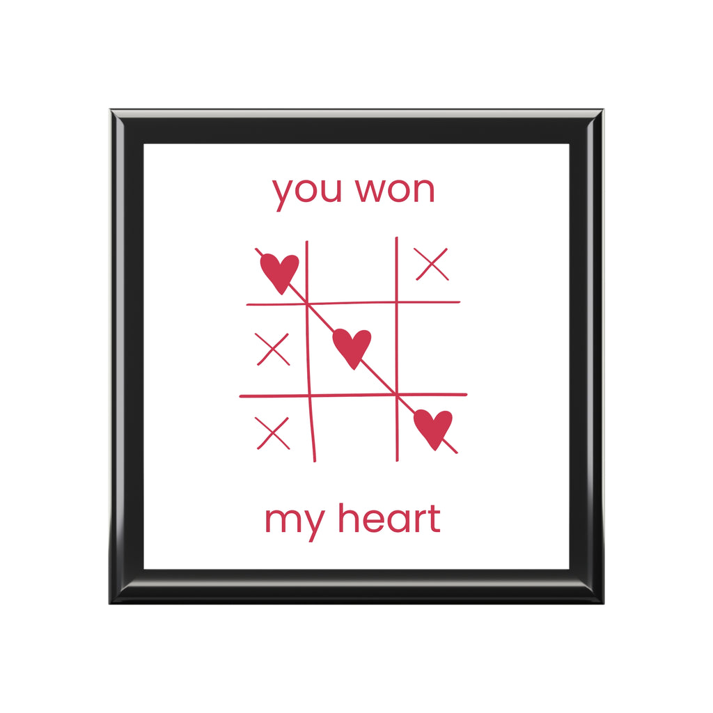 You Won My Heart Jewelry Box — Romantic Tic-Tac-Toe Keepsake Gift