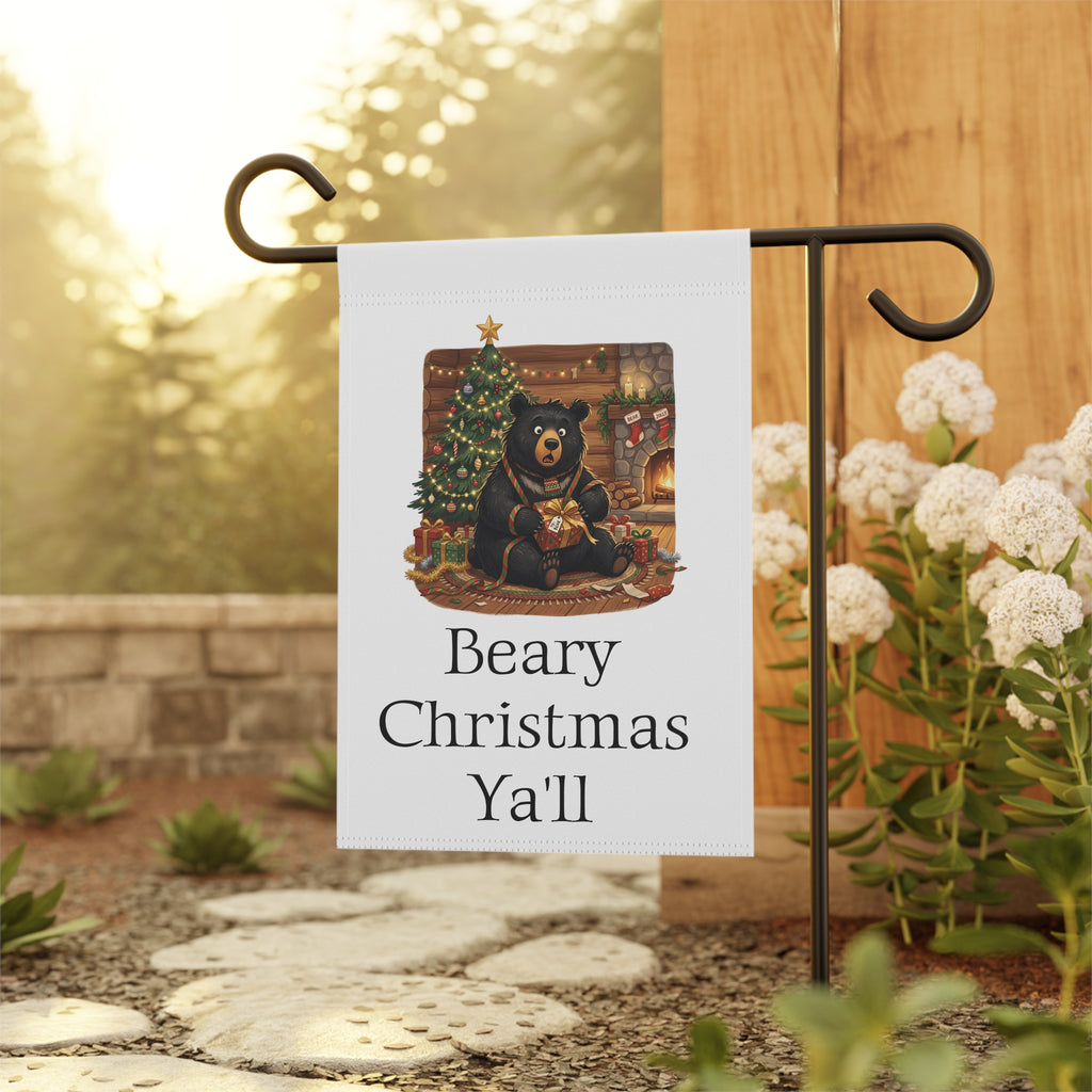 Beary Christmas Ya'll Garden Flag — Holiday Bear Christmas House Banner