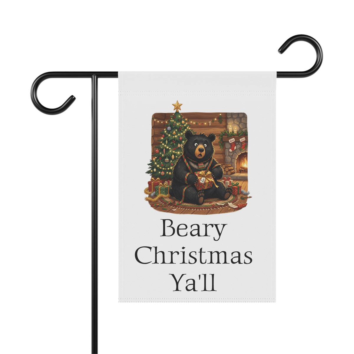 Beary Christmas Ya'll Garden Flag — Holiday Bear Christmas House Banner