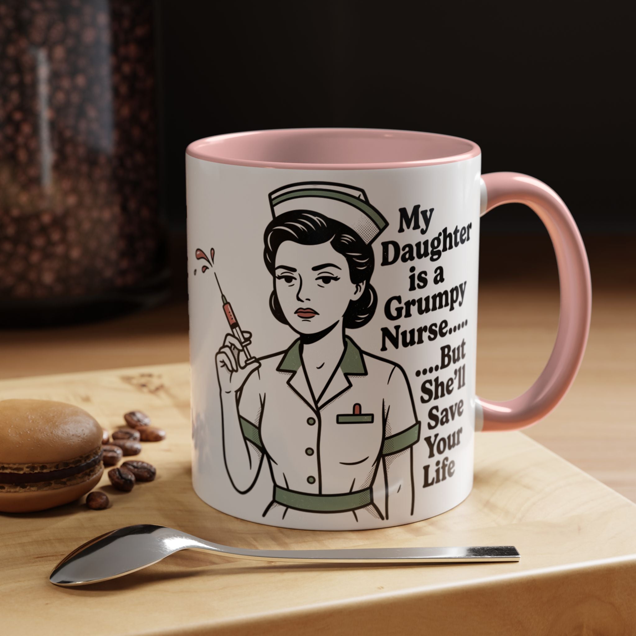 Grumpy Nurse Illustration Mug | Accent Coffee Mug 11oz 15oz