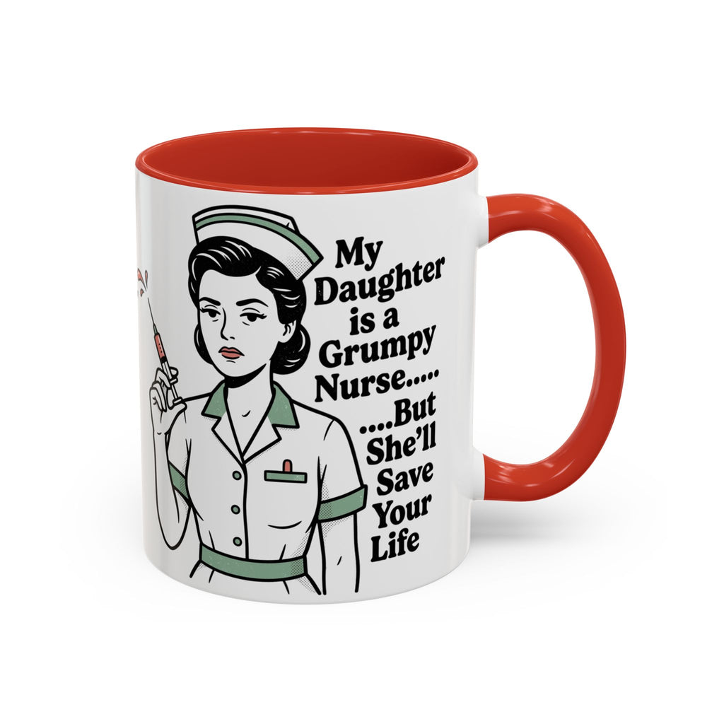 Grumpy Nurse Illustration Mug | Accent Coffee Mug 11oz 15oz