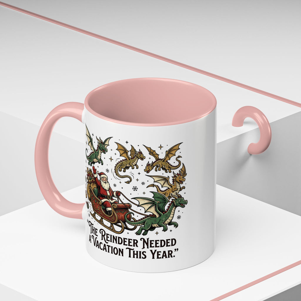 Santa Sleigh with Dragons Coffee Mug | Holiday Christmas Ceramic Mug